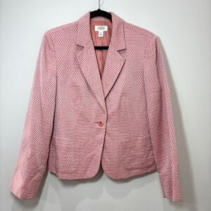 Talbots Pink Woven Blazer Women 14 Lightweight Jacket Spring Easter Office